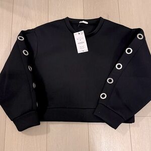NEW Zara black Sweatshirt with Unique Sleeve Detail